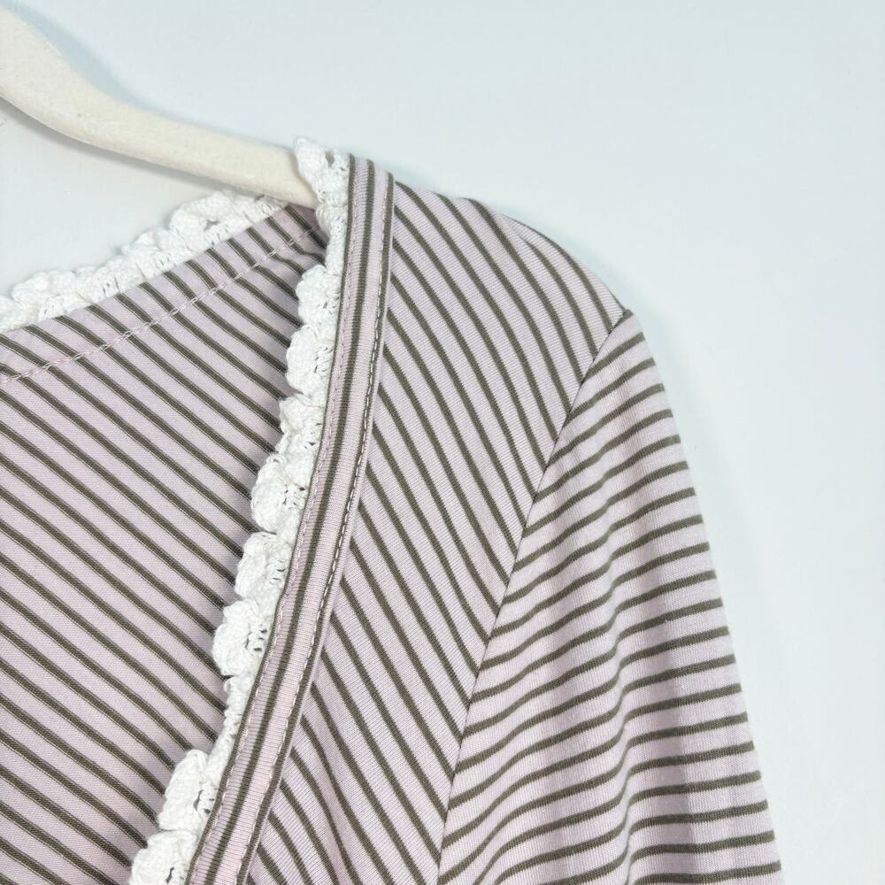 Anthropologie Daily Practice Striped Long Sleeve Slit Fitted Ruched Maxi Dress - Picture 5 of 13